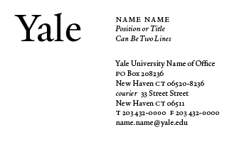 Library business card format.
