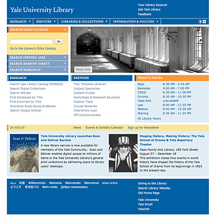 Library web site home page.